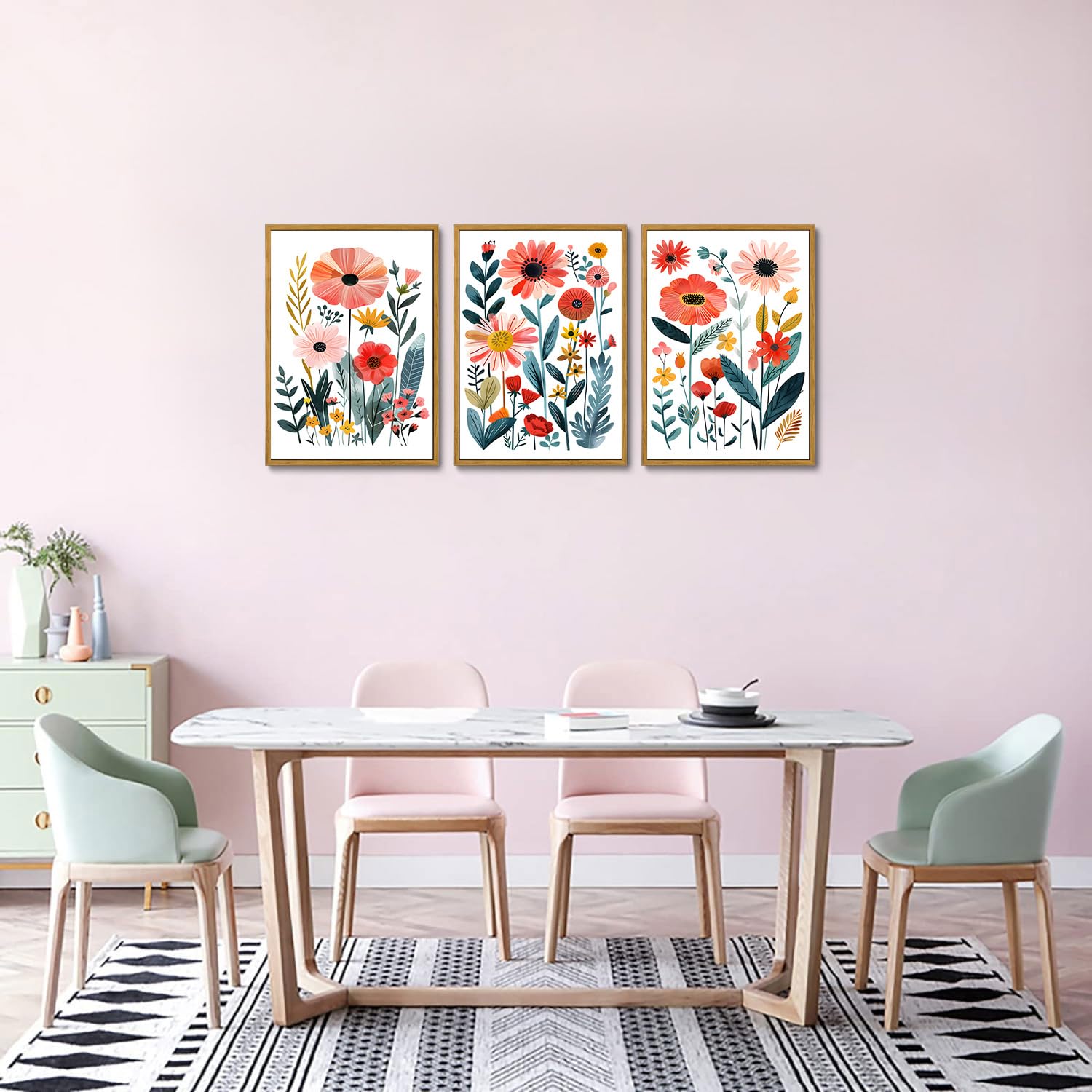 Amazon.com: KISSFOX Colorful Wildflower Canvas Wall Art Set Of 3